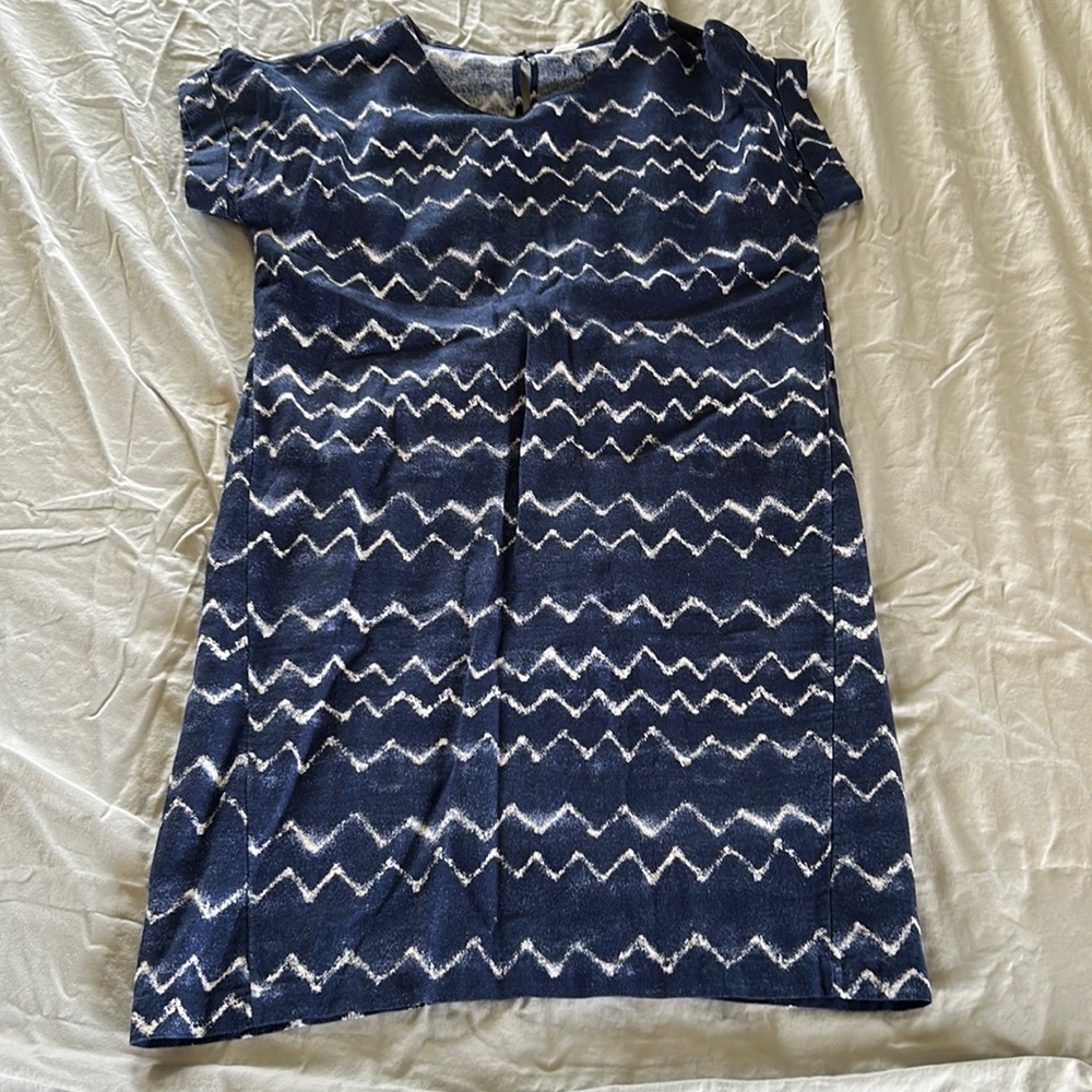 Blue Linen Blend Shift Dress